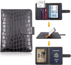 Melsbrinna Rfid Passport Holder for Travel women/Men, Cute Passport Wallet Rfid Blocking Card Slots, Rfid Passport Cover/CaseTravel Wallet, Passport Book Holder (1, Black2)