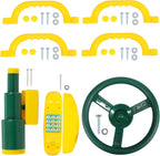 RedSwing Playground Accessories for Kids, Outdoor Swingset Attachments with Pirate Ship Wheel, Toy Telescope, Telephone and Safety Handles (Yellow and Green)