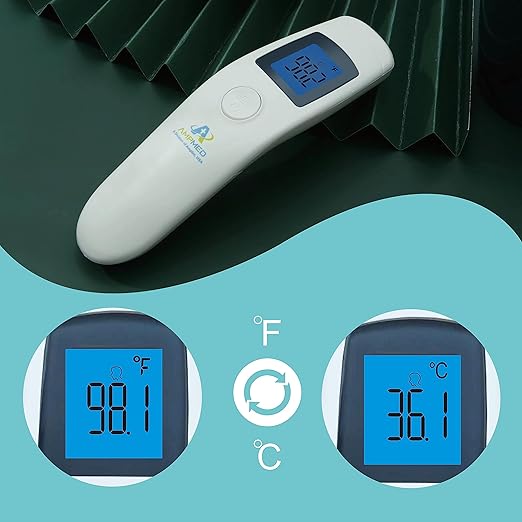 Amplim Non-Contact Forehead Thermometer for Kids and Adults - Touchless Digital Fever Thermometer with Temporal Head Function - No-Touch Baby Thermometer for Accurate Temperature Reading