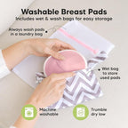 Organic Nursing Pads - 14 Washable Viscose Derived from Bamboo Breastfeeding Pads, Wash Bag, Reusable Breast Pads for Breastfeeding, Nipple Pads for Breastfeeding Essentials(Pastel Touch, L 4.8")