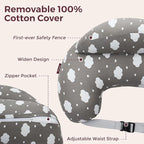 Momcozy Original Nursing Pillow for Breastfeeding-Pioneering Safety Fence- Wider Feeding Pillows for More Support for Mom & Baby- Easier Nursing & Hand Free- Fit for All, Removable Cotton Cover