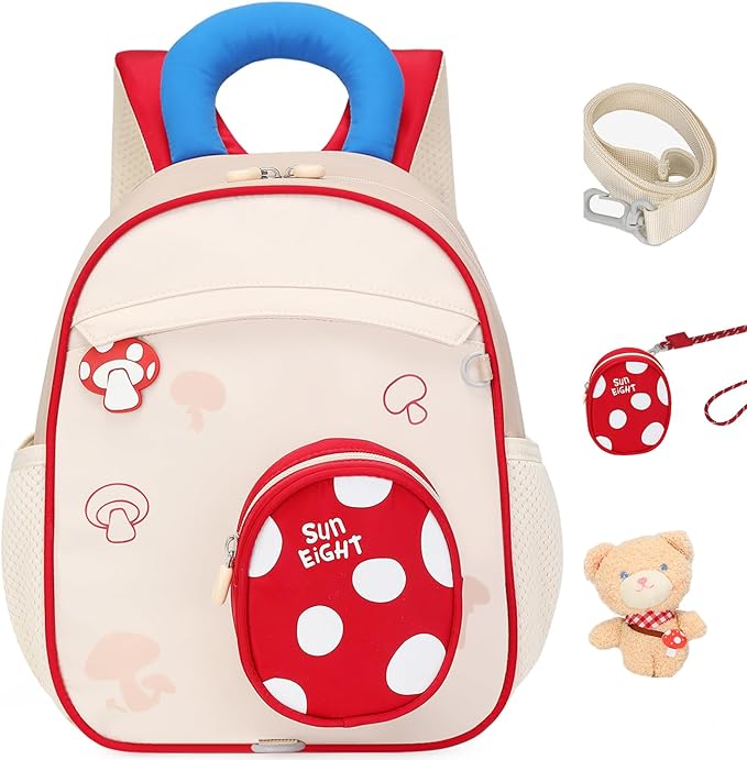 SUN EIGHT Toddler Backpack for Girls Kids Backpack Cute 3D Cartoon School Bag for Baby Girl Boy 2-5 Years (90352-Bear)