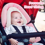 Pro Goleem Breathable 3-in-1 Baby Car Seat Head Support, Soft Infant Car Seat Insert, Carseat Cushion for Newborn, Perfect for Car Seat, Strollers, Swings, Carrier, Bouncer, Pink and White