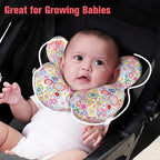 KAKIBLIN Baby Neck Pillow, Upgraded Baby Support Pillow,Baby Neck Support Pillow for Carseat, Newborn Neck Support for Car Seat,Pushchair,Travel (Flower)
