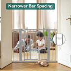 Babelio Baby Gate with Adjustable Cat Door,29-43" Auto Close Durable Pet Door for Stairs,Doorways and House, Pressure Mounted,Easy Install,Effortless Walk Thru,Gray