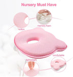 Memory Foam Baby Pillow, Portable Cartoon Bear Soft and Cozy Pillow, Breathable Bedding Set for Infants for Small Boys and Girls(Pink)