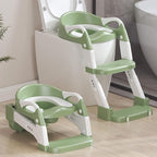 2-in-1 Toddler Potty Training Toilet Seat with Step Stool Ladder – Adjustable Height Potty Chair Urinal for Baby Boys Girls Age 1-3, Foldable Training Potty with Splash Guard & Anti-Slip Feet, Green