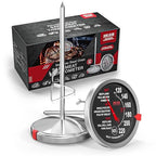 2 Pack Stainless Steel Meat Thermometer, Safe Leave in Oven, 2.5-in Extra-Large Dial Food Thermometer for Cooking, Temperature Probe for Baking, Steak, Turkey - Kitchen Gadgets - Black