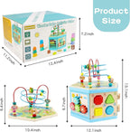 Wooden Activity Cube for 1 Year Old Kids, Educational Learning Bead Maze for Toddler Age 1-3, Developmental Montessori Toys for 12-36 Months Boys Girls Gift