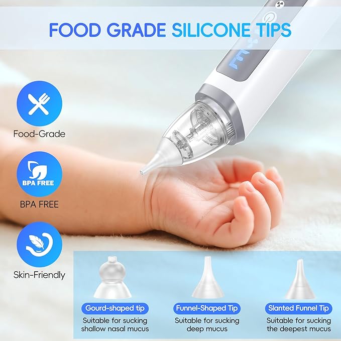 Nasal Aspirator for Baby, Electric Nose Sucker for Baby & Toddler, Congestion Relief with 3 Levels Suction,Soothing Light & Nursery Rhymes
