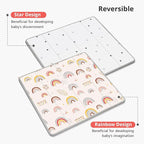 Foldable Baby Play Mat, PIGLOG 50x50 Playpen Mat, Waterproof Playmats for Babies and Toddlers Kids, Safe Foam Playmat for Tummy Time, Reversible Portable Baby Floor Mat for Infant, Colorful+Rain