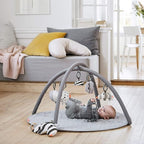 Done by Deer Activity Play Mat Deer Friends Grey - Baby Play Mat with 5 Toys for Sensory Stimulation and Early Development - Hang The Toys in 13 Different Positions on The Arches