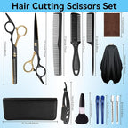 14-Piece Professional Hair Cutting Scissors Kit – Stainless Steel Hair Shears, Barber Scissors, Thinning Shears & Razor – Hair Cutting Kit for Men/Women/Kids – Barber Supplies & Accessories
