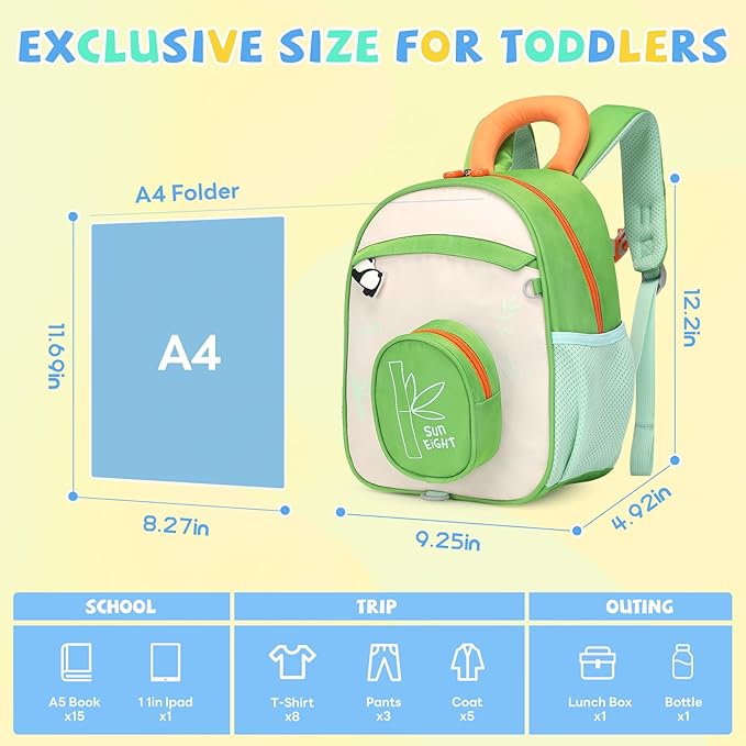 SUN EIGHT Kids Backpack with Plush Toy – Cute & Durable School Bag for Toddlers and Kindergarten