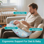 Nursing Pillow, Breastfeeding Pillow with Removable Cotton Cover, Baby Feeding Pillow for Mom Easier Breast Feeding and Bottle Feeding, Breastfeeding Support Cushion for Newborn (Leave)