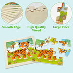 Wooden Puzzles for Toddlers 2-4, 9 Pieces Animal Jigsaw Puzzles for Kids Ages 3-5, Preschool Learning Activities, Learning & Educational Toys, Gifts for Boys, Girls
