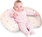 Little Grape Land Nursing Pillow, Soft 100% Cotton Breastfeeding Pillow with Breathable Muslin Cotton Removable Cover, Fog Flower Breast Feeding Pillows for Babies 0-12 Months with Protective Zipper