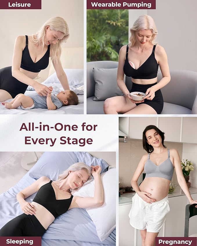 Momcozy CoolFit Nursing Bras for Breastfeeding, Ultra Stretch Seamless Jelly Strip Maternity Bra, Cooling Wireless