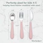 Kids Stainless Steel Utensils Set - Premium 18/8 Grade Silverware Kit - 2 Spoons, 2 Forks, and 2 Knives for Ages 4-7 - Silicone Easy-Grip Handles - Children Flatware Cutlery (Bright - Purple, Pink)