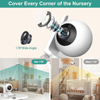 6" Baby Monitor with 2 Cameras 4000mAh Battery Upgrade Split Screen Video Baby Monitor No WiFi Remote Pan-Tilt-Zoom Auto-Night Vision 150 Languages ECO Mode 2-Way Talk 1000FT (Ideal Condition)