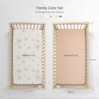 lulumoon Baby Muslin Crib Sheets - Toddler Cotton Fitted Crib Sheets Neutral for Boys and Girls 2Pack (Nudepink Daisy, Crib)