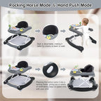 5 in 1 Foldable Baby Walker,Activity Baby Walker-Baby Bouncer,Rocker,Activity Center,Seat and Push Walker,Detachable Footrest Mat,Adjustable Speed Rear Wheels and Height,Ages 6-18 Months (Black)