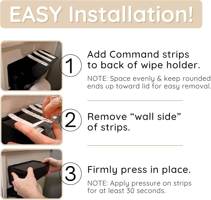 Wipe Holder for Bathroom – Adhesive Wall Mount Organizer for Wet Wipes – Bathroom Toilet Wipes Shelf & Baby Wipe Holder Dispenser, Organize Feminine Products – Black, 1 Pack