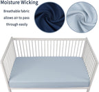 Baby Crib Sheets for Boys Girls, 2 Pack Fitted Crib Sheet for Standard Crib and Toddler Mattress, Soft Microfiber Baby Sheet 52x28x8in (Navy & Gray)