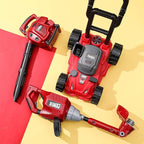 3 Pcs Toy Gardening Tool Set for Kids Toy Leaf Blower Weed Trimmer Push Lawn Mower Pretend Play Set with Lights and Sounds Christmas Birthday Gifts for Boys Girls