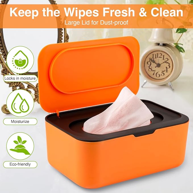 Baby Wipes Dispenser, Wipe Holder for Baby & Adult,Keeps Wet Tissue Fresh, Non-Slip Wipes Case,Easy Open & Close， Flushable Wipe Container with Sealing Design Lid