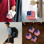 Pop It Fidget Necklace, Mini Fidget Toy Keychain, Simple Dimple Popper, Anxiety Relief Toys, Small Push Pop Bubble Sensory, Sensory Necklace Toys for Boys and Girls (American Flags)