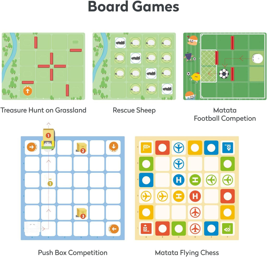 Game Box with 5 Programming Board Games for Coding Set & Pro Set, Education Add-on with Rich Learning Materials for Kids Aged 4-10