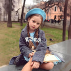 2pcs Navy Blue & White Lace Hair Bows, Alligator Bow Hair Clips, Handmade Hair Accessories