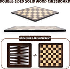 3-in-1 Wooden Chess, Backgammon Set and Checkers Set- 12 Inch Portable Board Game for Kids and Adults, Classic Strategy Game with Durable Chess Pieces Perfect for Travel Family Game Educational Games