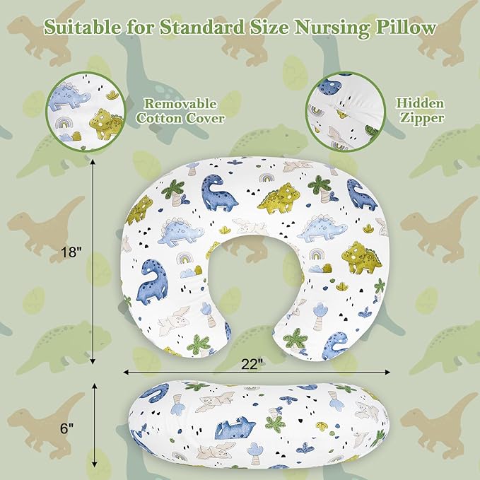 Nursing Pillow Cover – Soft Breathable Cotton, Fits Standard Breastfeeding Pillows, Washable & Hypoallergenic for Newborn Baby Girls & Boys,Cover Only (1 Pcs)