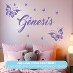 Personalized Name Butterfly Wall Decals I Butterfly Decorations for Girls Room Decor I Baby Nursery Wall Decal I Butterfly Wall Decor for Birthday I Pink Butterfly Wall Decor