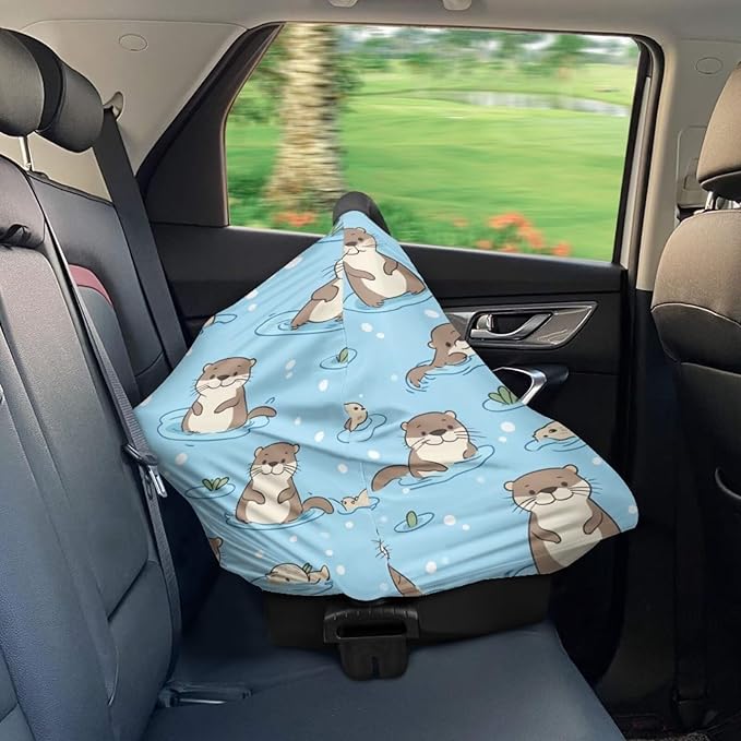 Binienty Cute Otter Nursing Cover Baby Car Seat Covers Soft Breathable Infant Carseat Canopy for Moms