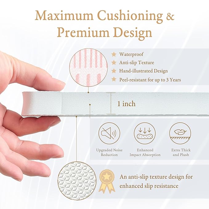 PopsyKosy Super 1 Inch Thick Premium Quality Exercise & Baby Foam Play Mats - Expandable & Large Non-Toxic Odorless Floor Mat - 6 Tiles Spacious 6x4ft, Peel-Resistant - Cream Pink