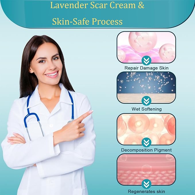 Lavender Scar Repair Cream for surgical scars, burns, acne, C-sections, stretch marks, keloids, and scar removal. Suitable for men and women. 1.7 oz. (1)