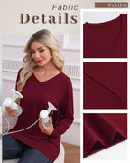 3 Pack Women's Oversize Nursing Shirts for Breastfeeding with Hidden Zippers Loose Fit Long Sleeve Maternity Tops