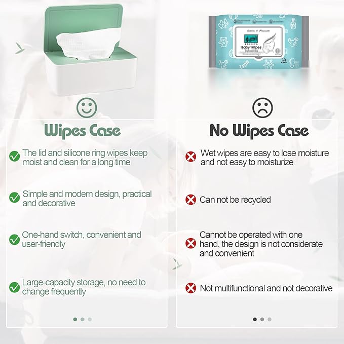 Diaper Wipes Dispenser Wipes Holder, Wipes Tissue Case Keeps Wipes Fresh Tissue Wipes Container with Lid (Green)