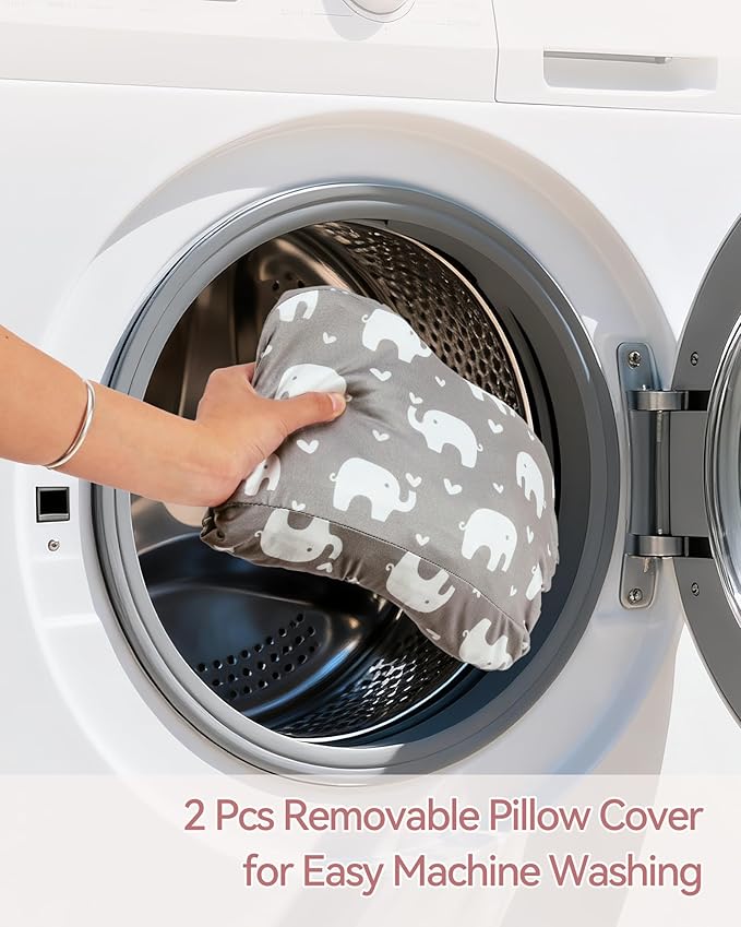 Nursing Breastfeeding Pillow with 2 Removable Cotton Covers, Ultra Soft Baby Feeding Pillow for More Support for Mom & Baby with Adjustable Waist Strap, Machine Washable, Plus Size