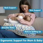 Nursing Pillow, Breastfeeding Pillow with Removable Cover, Ergonomic Breast Feeding Pillow, Baby Feeding Support Cushion for Mom Easier Breastfeeding- Original Size/Leaves