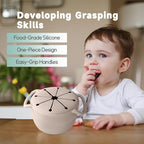 Snack Cups for Toddlers Spill Proof,Baby Snack Containers,Collapsible Food Grade Silicone Snack Cup,Dishwasher Safe and BPA Free,Set Of 2,13 Oz,Grey