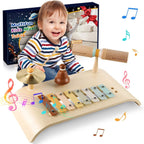 LOOIKOOS Kids Drum Set Toddler Musical Instruments Set Wooden Percussion Instrument Xylophone for Kids Montessori Toys Preschool Educational Musical Toys