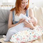 GFU Nursing Pillow Cover for Boys and Girls, Breastfeeding Pillow Case for Newborn, Soft Baby Breastfeeding Pillow Slipcover Colourful Bow & Flowers, Stretchy Feeding Cover (Cover Only)