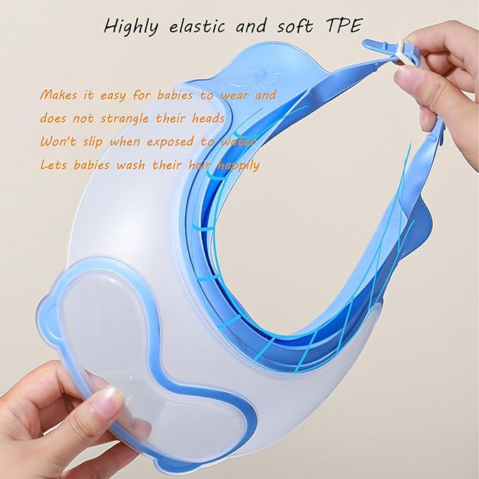 Baby Shower Cap Shield, Shower Cap for Kids, Visor Hat for Eye and Ear Protection for 0-9 Years Old Children, Cute diving goggle Shape Makes The Baby Bath More Fun (Blue)