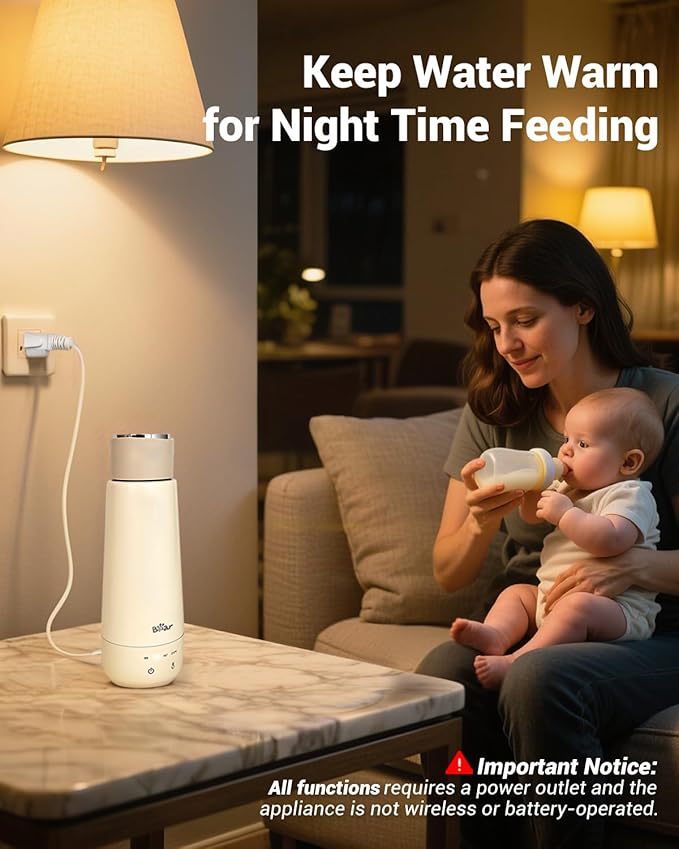 Bear Milk Warmer, Fast Water Warmer for Baby Formula with 10 Oz Large Capacity, Accurate 4 Temp Setting and Automaticlly Keep Warm, Compact Bottle Warmer(No Battery, 110V Only)