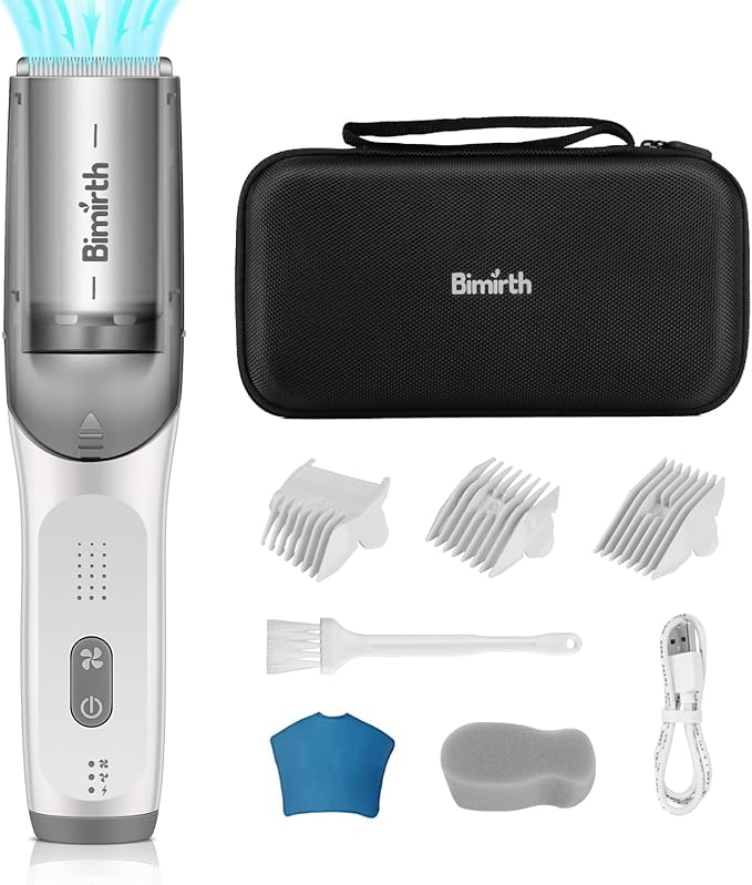 Bimirth Baby Hair Clipper with Vacuum - Hair Trimmer for Kids and Toddlers - Waterproof, Rechargeable, Cordless Hair Cutting Machine for Children (with Bag)
