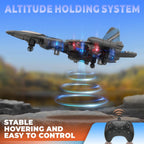 BEZGAR Drones for Kids | 2.4GHZ RC Plane, Remote Control Airplane, RC Helicopter, 360° Flip Fighter Jet Toy with Colorful LED Navigation Lights Blue, Toys for ages 8-13